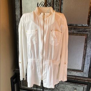 White Zip-Up Jacket by Ellen Tracy